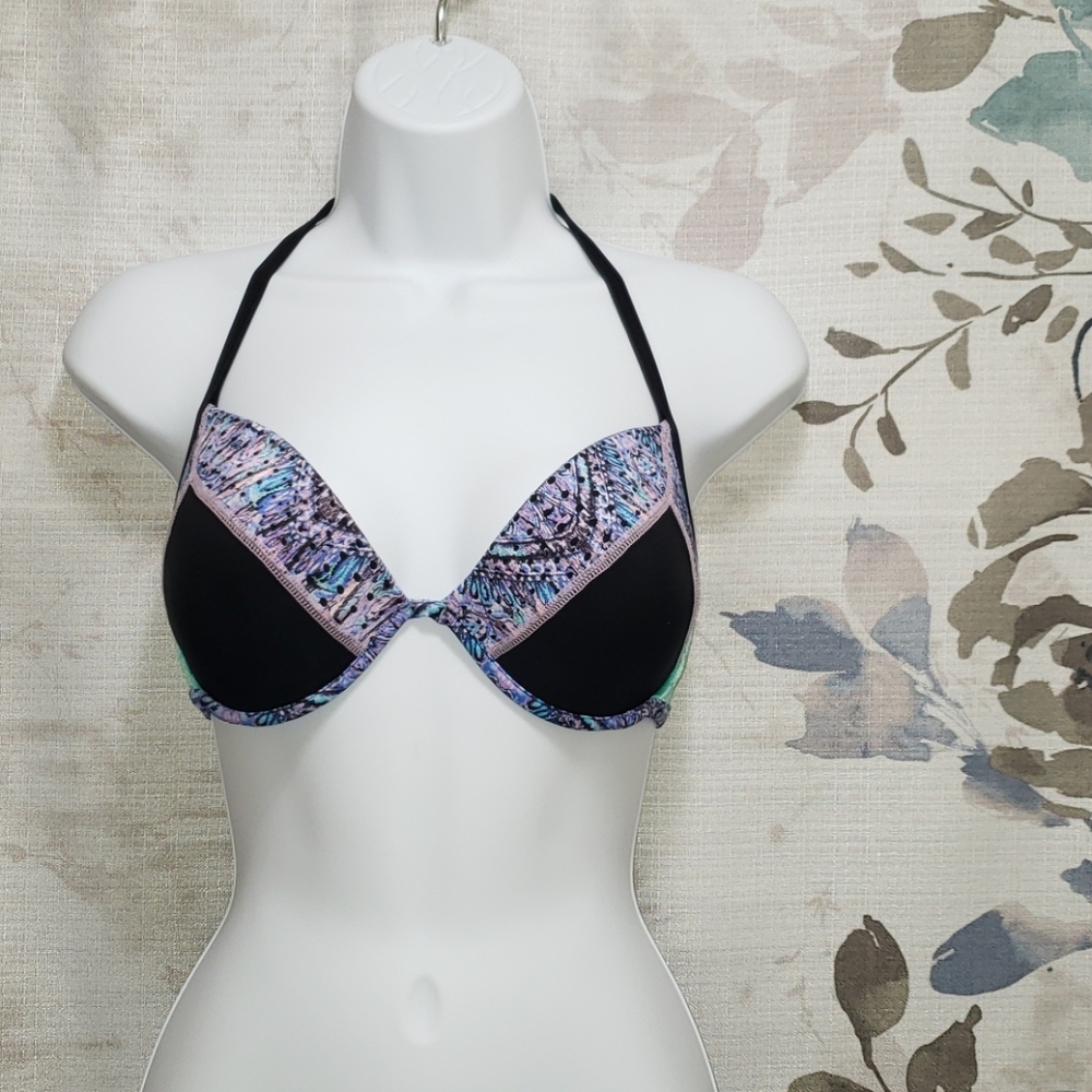 Victoria's Secret NEW Black Printed Bikini Top